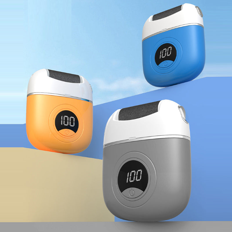 "Elektrisk fotslip med LCD-skärm, ergonomisk design, perfekt för att ta bort förhårdnader och vårda fötternas hälsa."