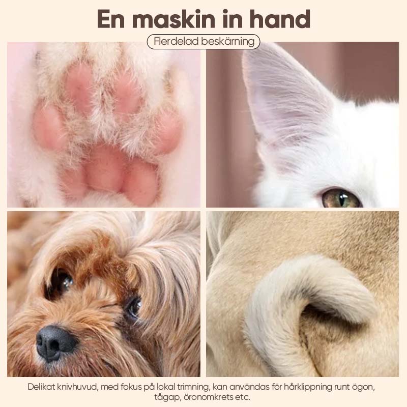 "Elektrisk hundtrimmer med LED och USB-laddning, ergonomisk design, multifunktionella skärare för precisionsgrooming."