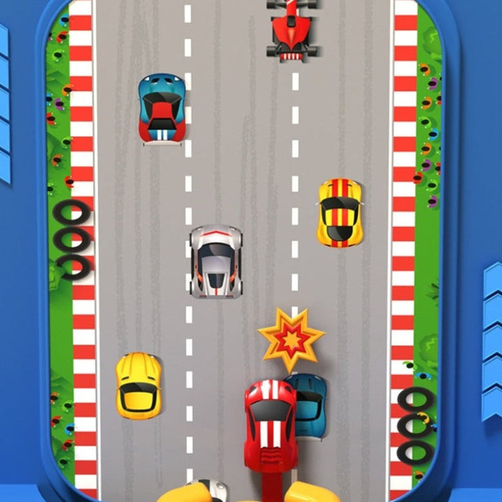 "Elektrisk leksak för barn med spännande racingbana och färgglad bil, perfekt för utveckling av motoriska färdigheter."