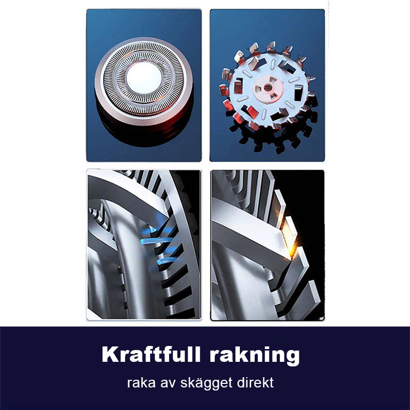 "Elektrisk minirakapparat för män, kompakt design, IPX7 vattentät med 25 blad för effektiv rakning, aluminiumlegering."