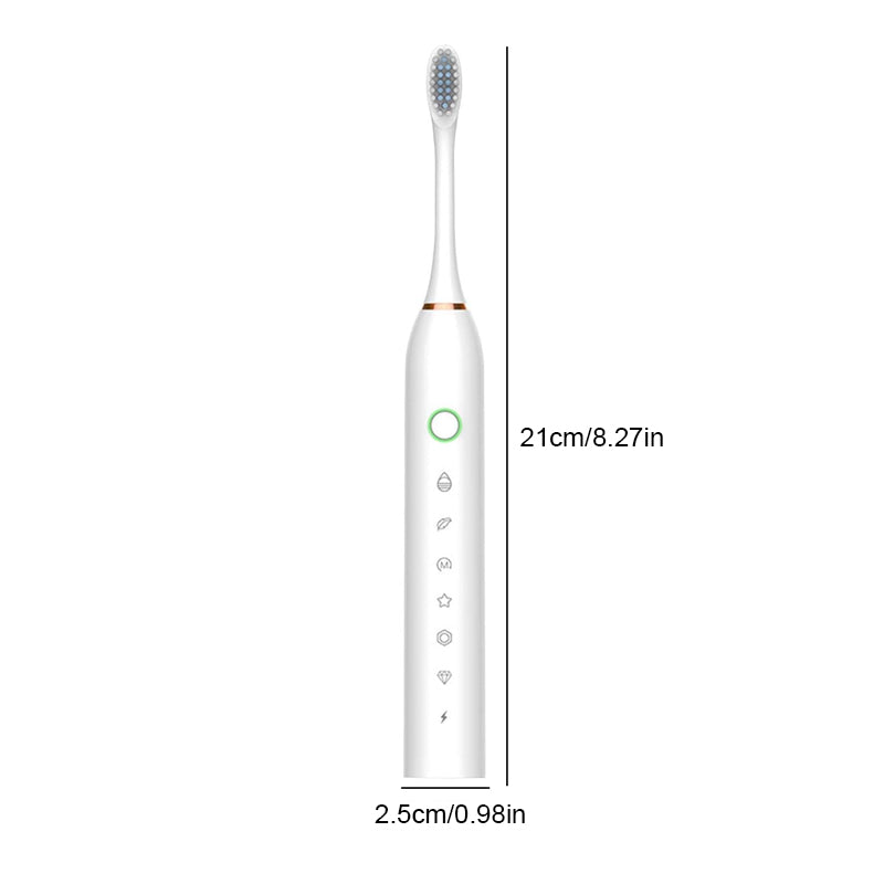 Elektrisk sonic-tandborste för vuxna, vit design, flera lägen för djup rengöring, med smart timer och högvibrerande teknologi