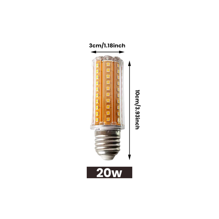 "Energibesparande LED-lampa med 360° ljusvinkel, utomhusbelysning, hög hållbarhet, energieffektivitet, varmt och vitt ljus."