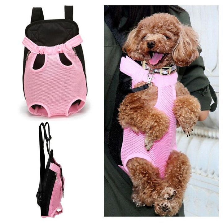 "Ergonomisk husdjursryggsäck med justerbara vadderade remmar, svart nylon och meshventilation för bekväm transport."