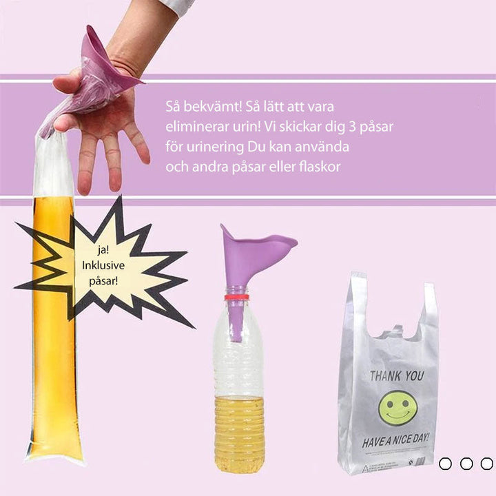 Ergonomisk kisstratt för kvinnor, rosa, portabel, stänksäker, för resor och utomhusbruk, hygienisk silikon.