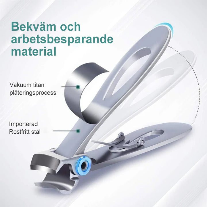 "Ergonomisk nagelklippare för tjocka naglar med silver och svart design, skarpa rostfria stålblad för exakt klippning."