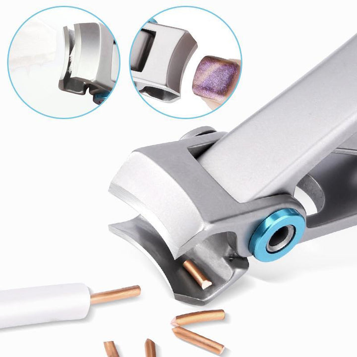 "Ergonomisk nagelklippare för tjocka naglar med silver och svart design, skarpa rostfria stålblad för exakt klippning."