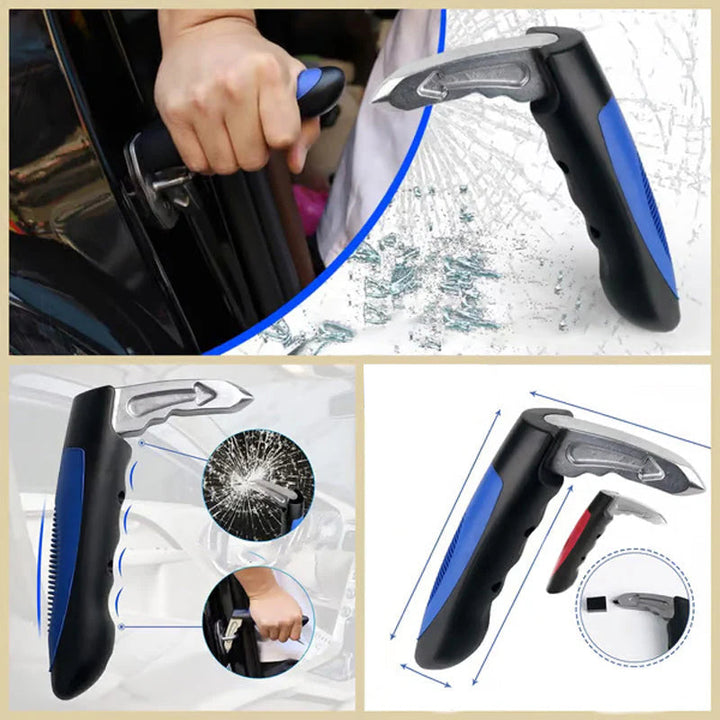 "Ergonomiskt bilhandtag, robust aluminiumlegering, orange och blå för enkel in- och urstigning, säker bilaccessoar."