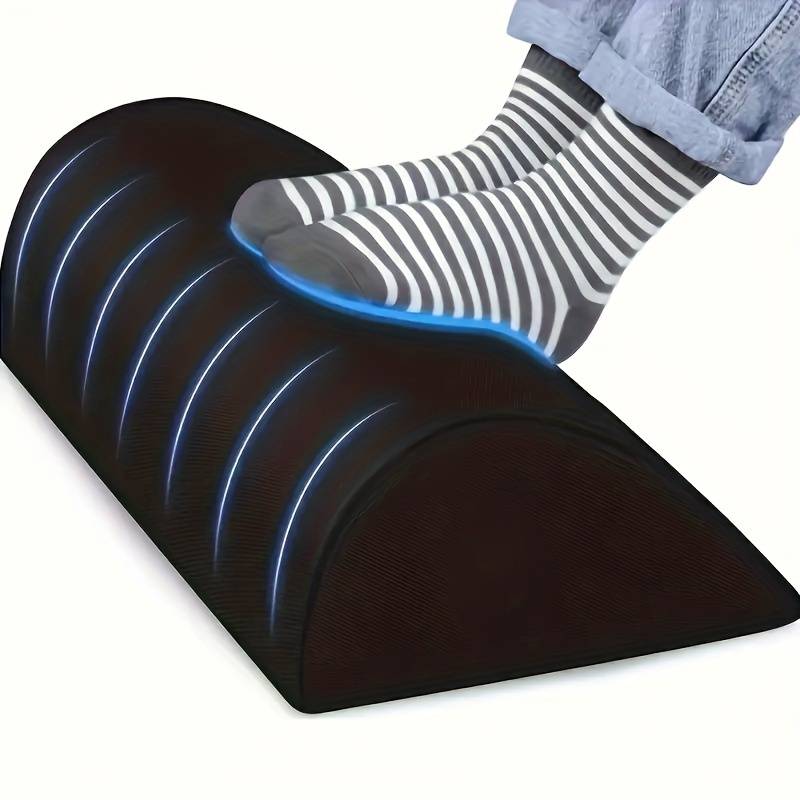 "Ergonomiskt fotstöd med antislip och tvättbart överdrag, svart, för ökad sittkomfort och minskad trötthet under arbete."