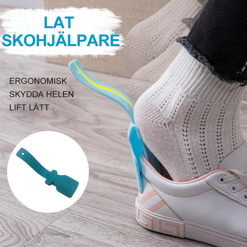 "Ergonomiskt skohorn i mjukt PP-material, rundade kanter, perfekt för dagligt bruk och enkelt att bära med sig."