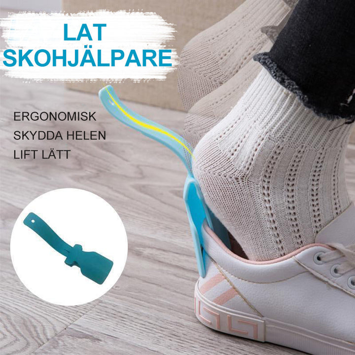 "Ergonomiskt skohorn i mjukt PP-material, rundade kanter, perfekt för dagligt bruk och enkelt att bära med sig."