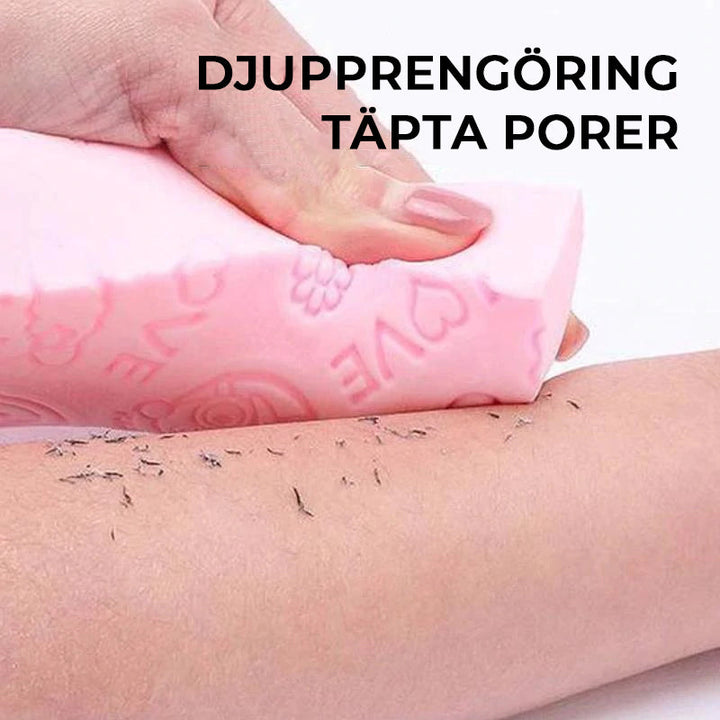 "Exfolierande unisex badsvamp för mjukare hud, i livfulla färger som blå och rosa, mot döda hudceller, maximerar mjukhet."