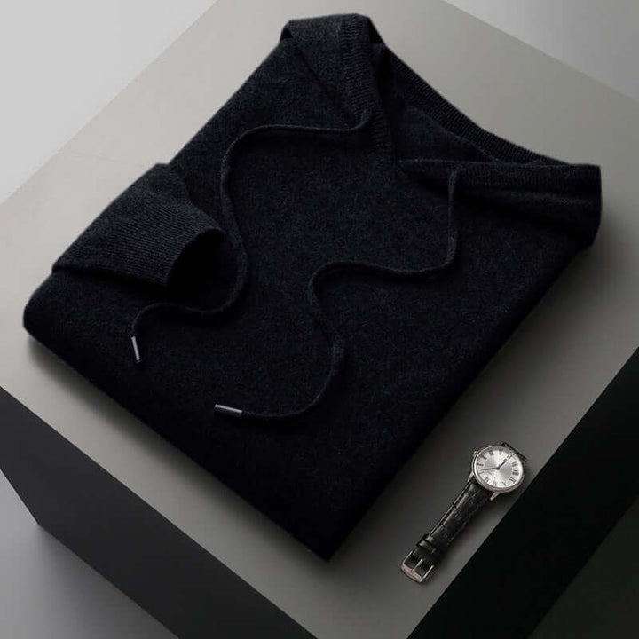 Exklusiv Stickad Hoodie för Herrar - Mjuk, Stilren och Varm - Glowseva