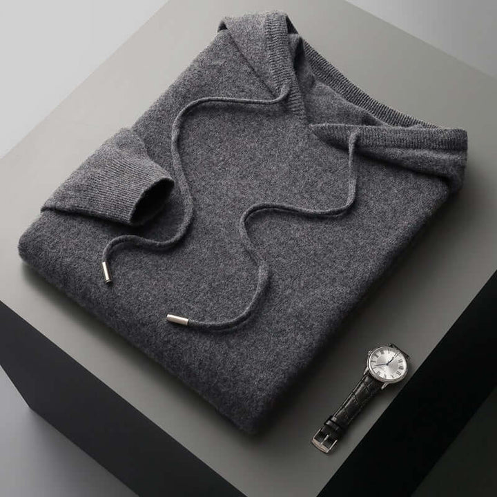 Exklusiv Stickad Hoodie för Herrar - Mjuk, Stilren och Varm - Glowseva