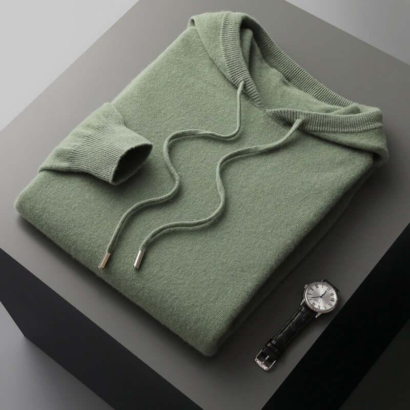 Exklusiv Stickad Hoodie för Herrar - Mjuk, Stilren och Varm - Glowseva