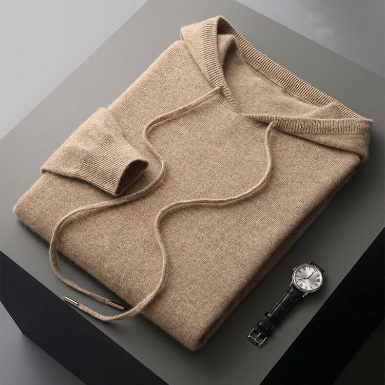 Exklusiv Stickad Hoodie för Herrar - Mjuk, Stilren och Varm - Glowseva
