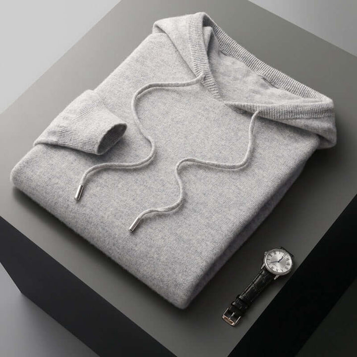 Exklusiv Stickad Hoodie för Herrar - Mjuk, Stilren och Varm - Glowseva