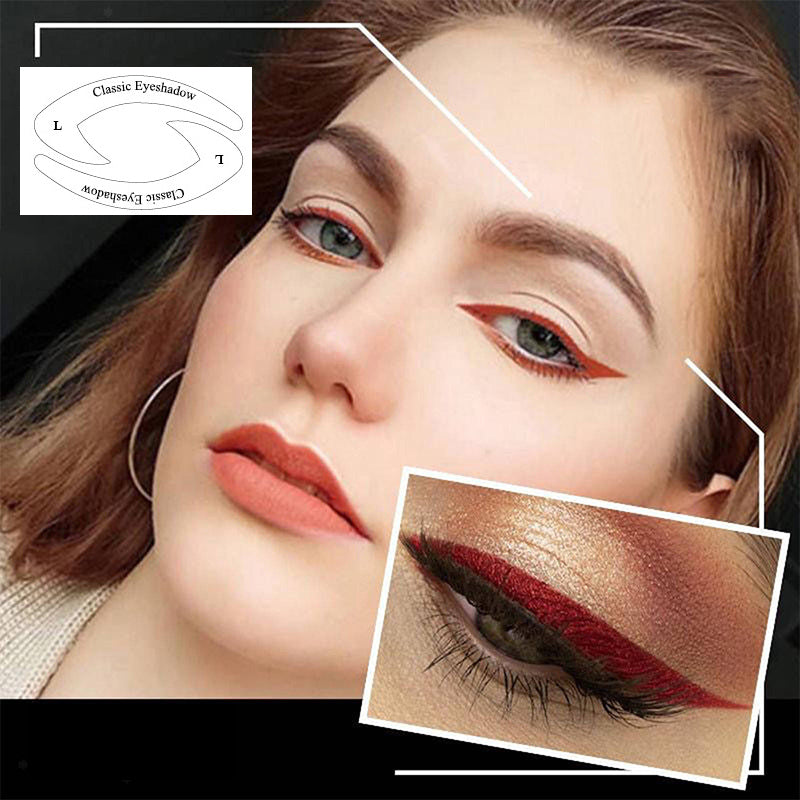 "Eyeliner och ögonskuggstenciler, fyra mallar på vit bakgrund för sminkstilar. Passar alla ögonformer."