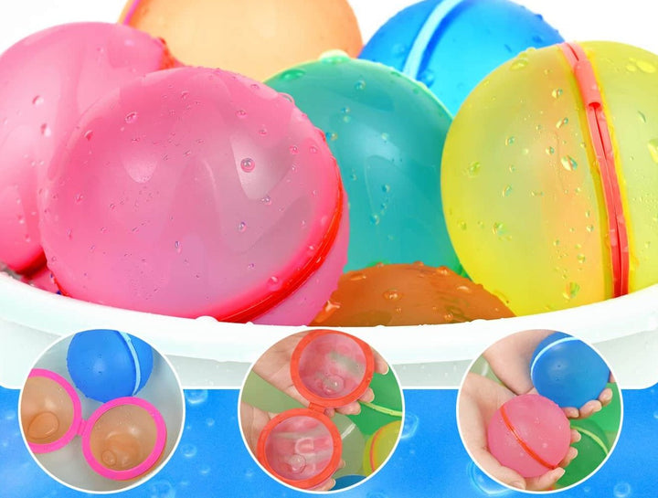 Förpackning med miljövänliga återanvändbara vattenballonger, bra för sommarens utomhusaktiviteter.