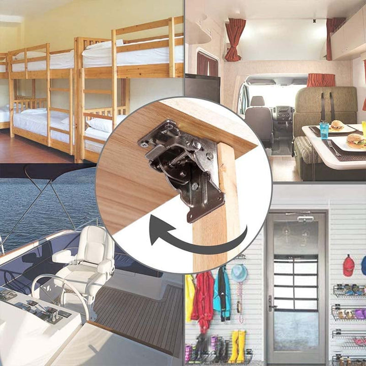 "Fällbart metallgångjärn 90 grader, självlåsande, idealiskt för möbler, galvaniserad metall, modern och praktisk design"