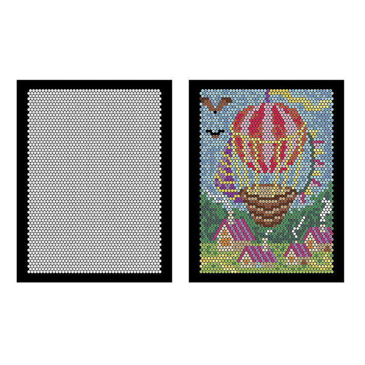 "Färg Quest Aktivitetsbok med akvarellpennor, färgglada mönster med geometriska former på svart bakgrund, kreativ upplevelse.