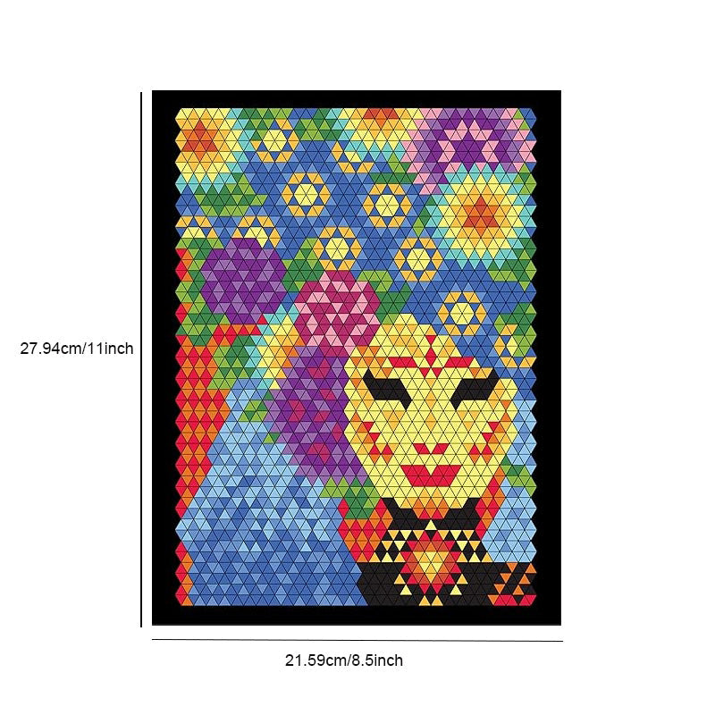 "Färg Quest Aktivitetsbok med akvarellpennor, färgglada mönster med geometriska former på svart bakgrund, kreativ upplevelse.