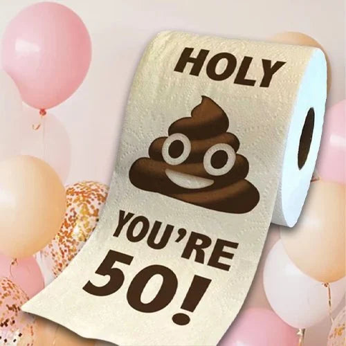 "Färgfullt födelsedagstoalettpapper med roliga motiv, perfekt för överraskningar och att skapa glada stunder i badrummet."