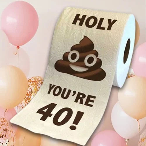 "Färgfullt födelsedagstoalettpapper med roliga motiv, perfekt för överraskningar och att skapa glada stunder i badrummet."