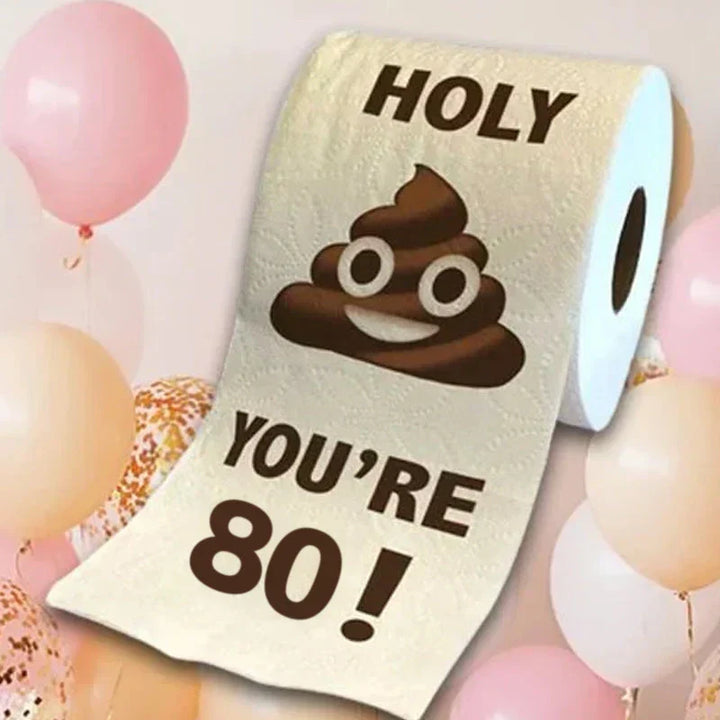 "Färgfullt födelsedagstoalettpapper med roliga motiv, perfekt för överraskningar och att skapa glada stunder i badrummet."