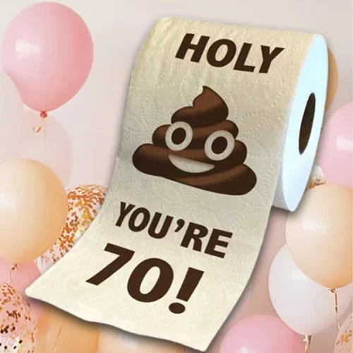 "Färgfullt födelsedagstoalettpapper med roliga motiv, perfekt för överraskningar och att skapa glada stunder i badrummet."