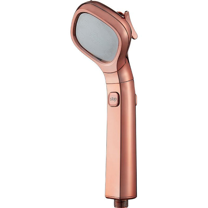 "Färgfullt högtrycks duschmunstycke med justerbart vattentryck och sex moderna färgval för stilren duschupplevelse."