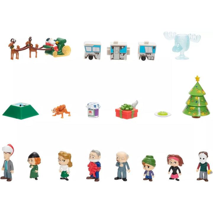 "Färgglad adventskalender 2024 med 24 luckor, julig design, papper, 21x18x3 cm, perfekt för familjeglädje i december."