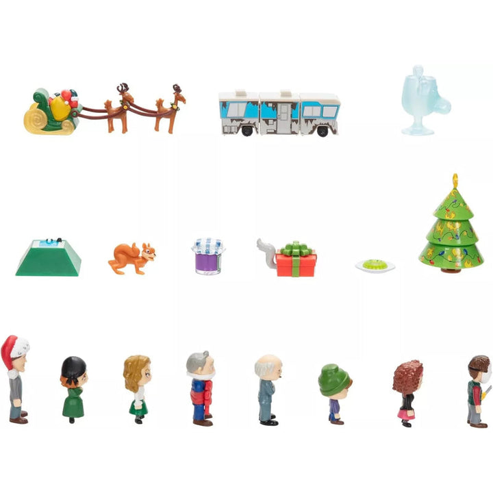 "Färgglad adventskalender 2024 med 24 luckor, julig design, papper, 21x18x3 cm, perfekt för familjeglädje i december."