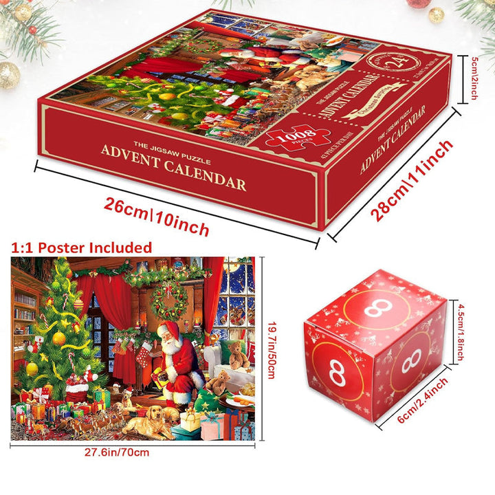 "Färgglad adventskalender 2024 med 24 luckor, julig design, papper, 21x18x3 cm, perfekt för familjeglädje i december."