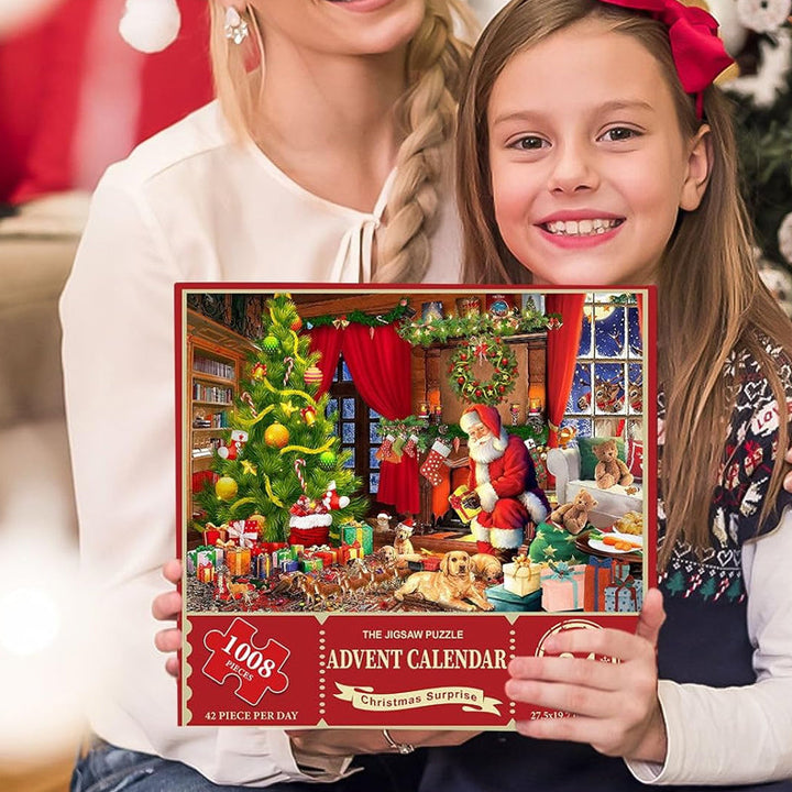 "Färgglad adventskalender 2024 med 24 luckor, julig design, papper, 21x18x3 cm, perfekt för familjeglädje i december."