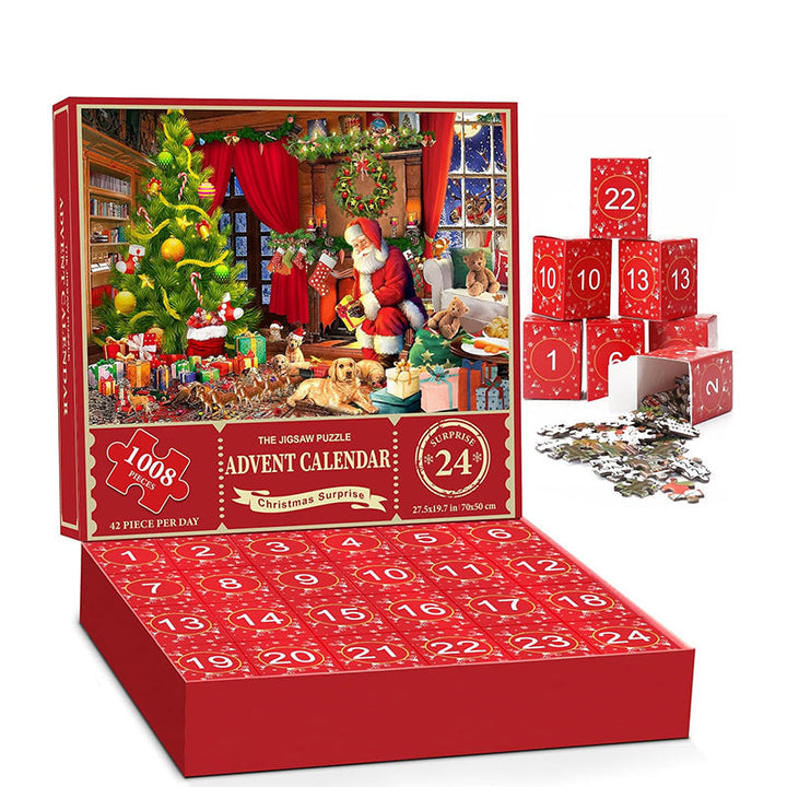 "Färgglad adventskalender 2024 med 24 luckor, julig design, papper, 21x18x3 cm, perfekt för familjeglädje i december."