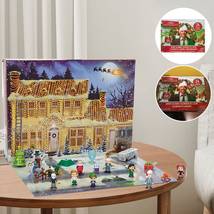 "Färgglad adventskalender 2024 med 24 luckor, julig design, papper, 21x18x3 cm, perfekt för familjeglädje i december."