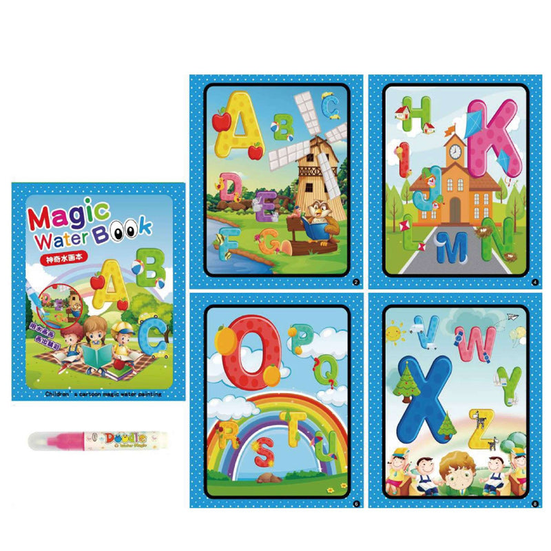"Färgglad återskapningsbar vattenmålarbok för barn, perfekt för lärande och kreativitet med olika underbara teman."