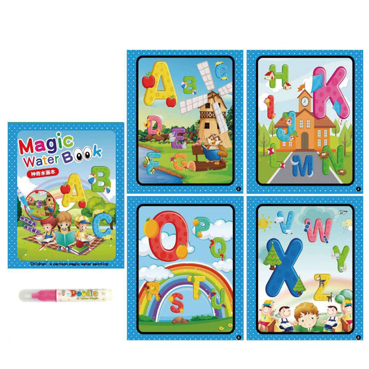 "Färgglad återskapningsbar vattenmålarbok för barn, perfekt för lärande och kreativitet med olika underbara teman."