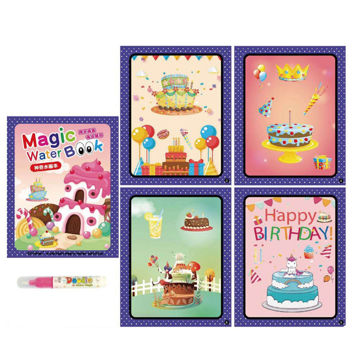 "Färgglad återskapningsbar vattenmålarbok för barn, perfekt för lärande och kreativitet med olika underbara teman."