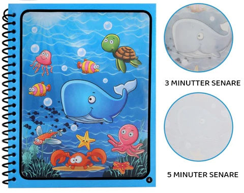 "Färgglad återskapningsbar vattenmålarbok för barn, perfekt för lärande och kreativitet med olika underbara teman."