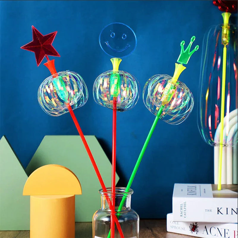 Färgglad bubbelstav för barn, 32 cm, skapar oändliga ljusreflekterande bubblor. Perfekt för lek och dekoration.