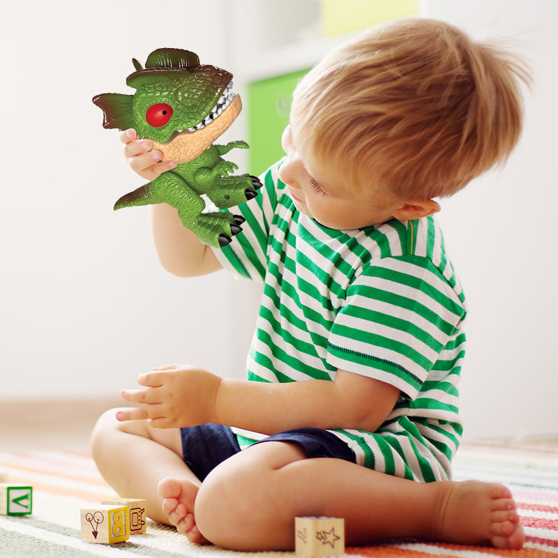 "Färgglad dinosaurie brevpapper leksak med pennvässare, suddgummi och pennhållare, perfekt för barnens kreativitet."