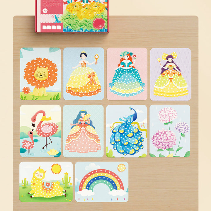 "Färgglad DIY Poke Art leksak för barn, främjar kreativitet och finmotorik med tygpunkteringar, perfekt för 3 år+"