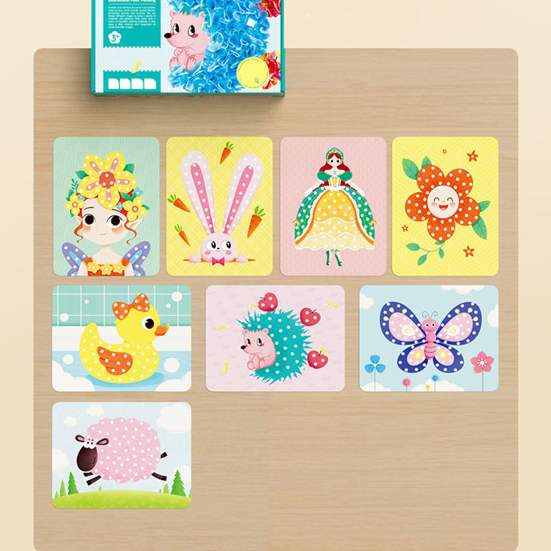 "Färgglad DIY Poke Art leksak för barn, främjar kreativitet och finmotorik med tygpunkteringar, perfekt för 3 år+"