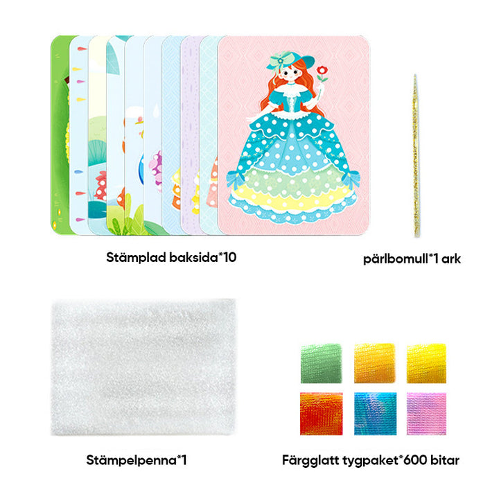 "Färgglad DIY Poke Art leksak för barn, främjar kreativitet och finmotorik med tygpunkteringar, perfekt för 3 år+"