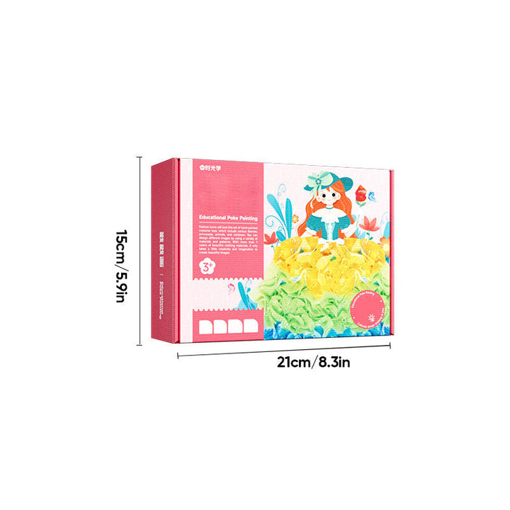 "Färgglad DIY Poke Art leksak för barn, främjar kreativitet och finmotorik med tygpunkteringar, perfekt för 3 år+"