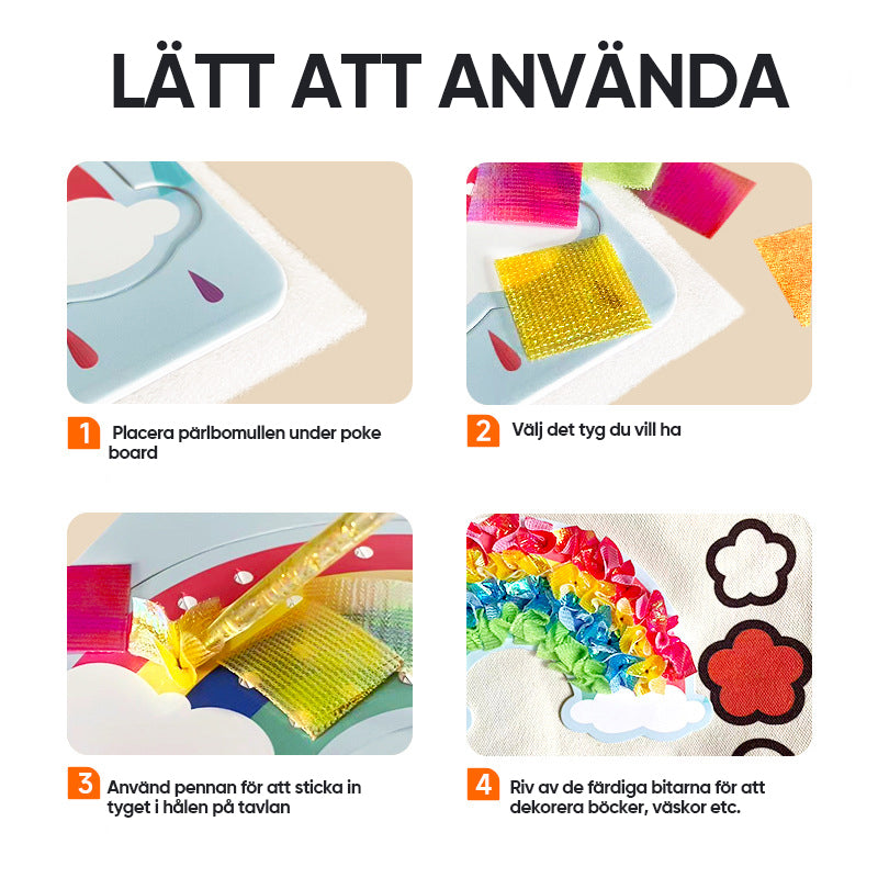 "Färgglad DIY Poke Art leksak för barn, främjar kreativitet och finmotorik med tygpunkteringar, perfekt för 3 år+"