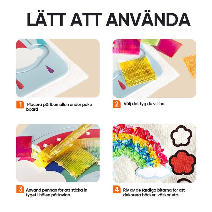 "Färgglad DIY Poke Art leksak för barn, främjar kreativitet och finmotorik med tygpunkteringar, perfekt för 3 år+"