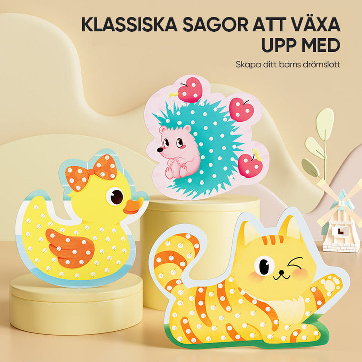 "Färgglad DIY Poke Art leksak för barn, främjar kreativitet och finmotorik med tygpunkteringar, perfekt för 3 år+"