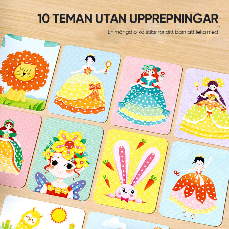 "Färgglad DIY Poke Art leksak för barn, främjar kreativitet och finmotorik med tygpunkteringar, perfekt för 3 år+"